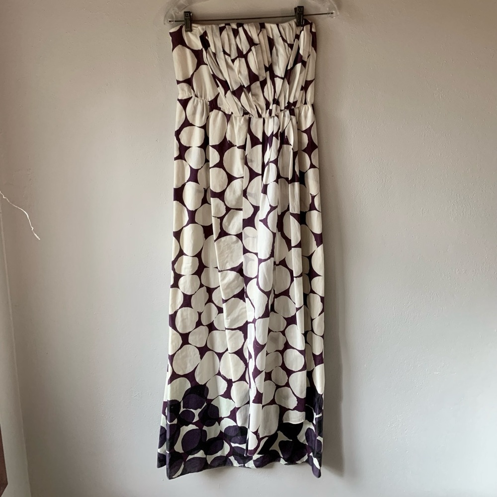 J. Crew Purple and White Strapless Sundress